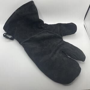 Pampered Chef BBQ Grill Oven Mitt Glove Black Suede Cowhide Leather Cotton